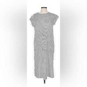 Black/Cream Striped Midi Dress